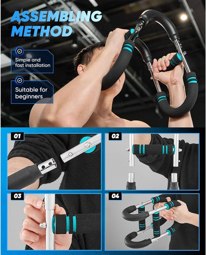 Twister Arm Trainer, 40-100Lb Adjustable Chest Workout Equipment Power Twist Arm Trainer, Forearm Strengthener, Portable Spring Resistance for Home Fitness