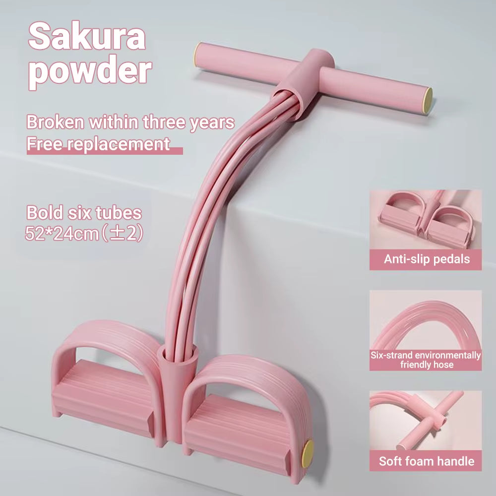 Puller Resistance Bands, 6 Tubes Elastic Yoga Pedal Puller Resistance Bands for Abdominal Waist Arm Leg Stretching Slimming Trai