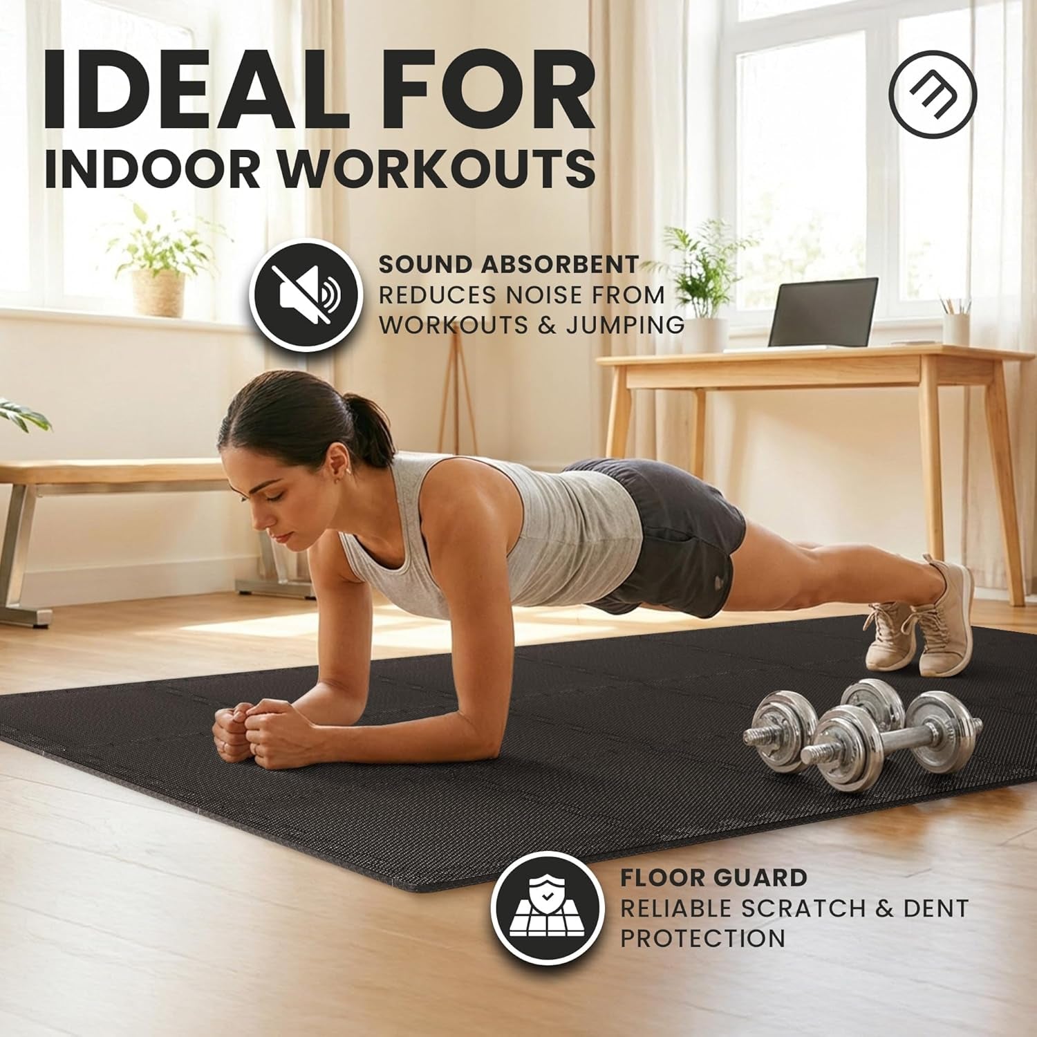 Gym Mats Set - 18 Pcs EVA Interlocking Foam Floor Tiles (12.6"X12.6"X0.4") 18Sqft Protective Gym Flooring Sports Home Workout Exercise Mats Puzzle Garage Fitness Play-Room Pool Treadmill Bike