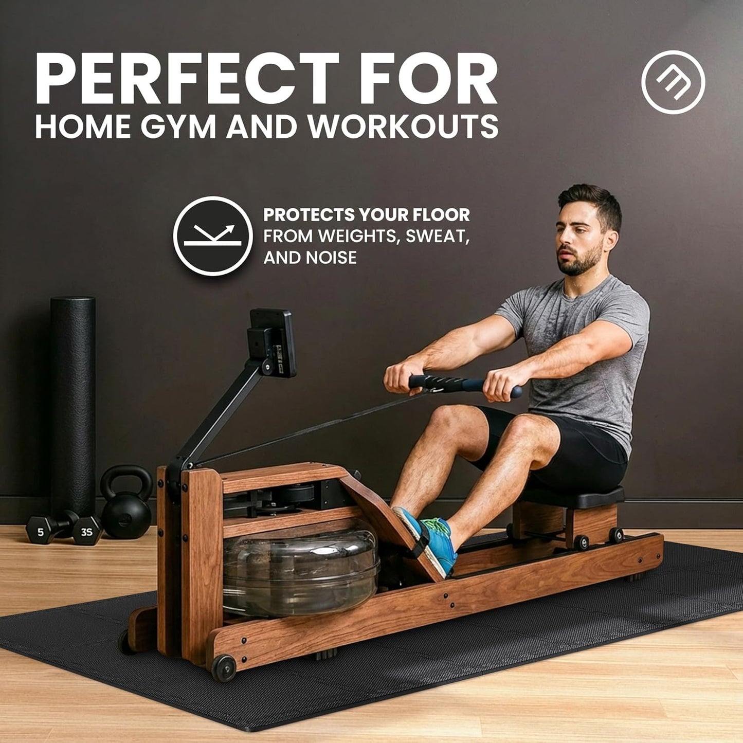 Gym Mats Set - 18 Pcs EVA Interlocking Foam Floor Tiles (12.6"X12.6"X0.4") 18Sqft Protective Gym Flooring Sports Home Workout Exercise Mats Puzzle Garage Fitness Play-Room Pool Treadmill Bike