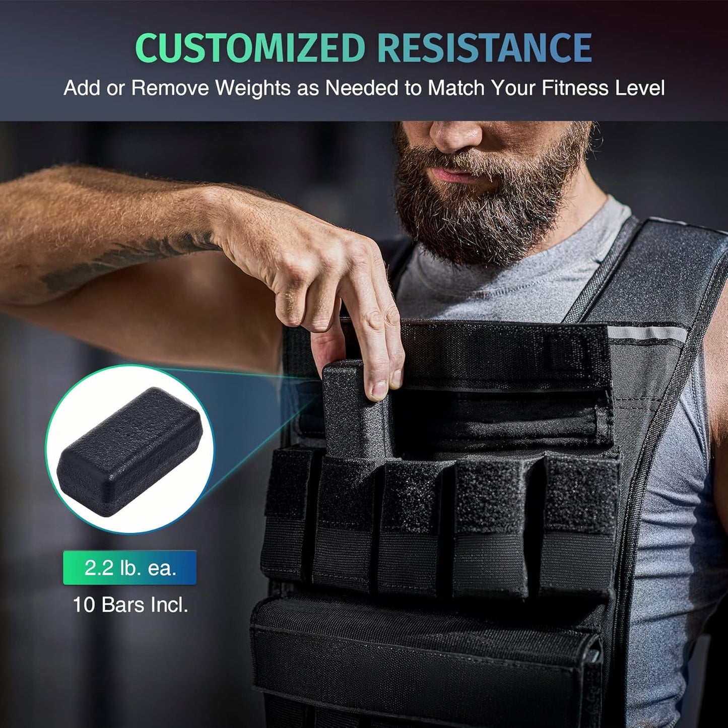 23Lb|45Lb Weighted Vest with Iron Weights for Exercise, Adjustable Weight Vest for Men, Workout Vest for Home Workouts Cardio Strength Training Weight Loss