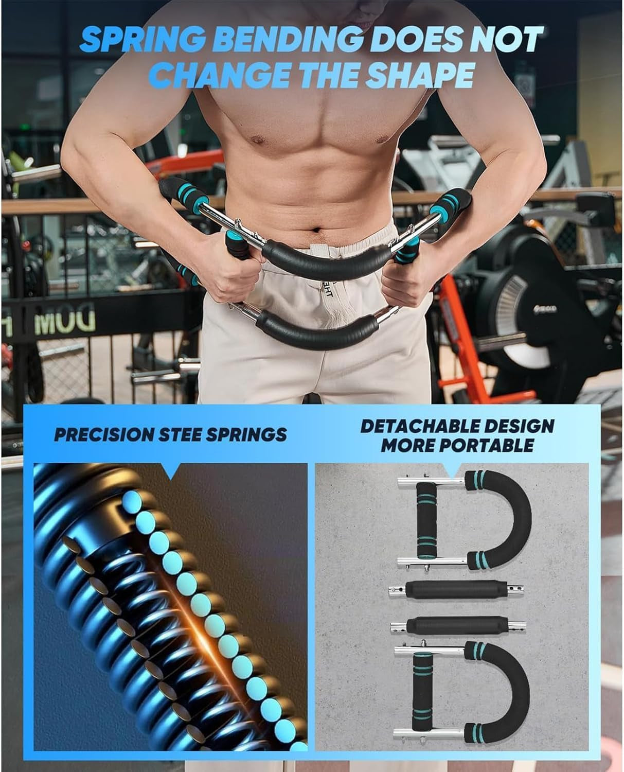 Twister Arm Trainer, 40-100Lb Adjustable Chest Workout Equipment Power Twist Arm Trainer, Forearm Strengthener, Portable Spring Resistance for Home Fitness