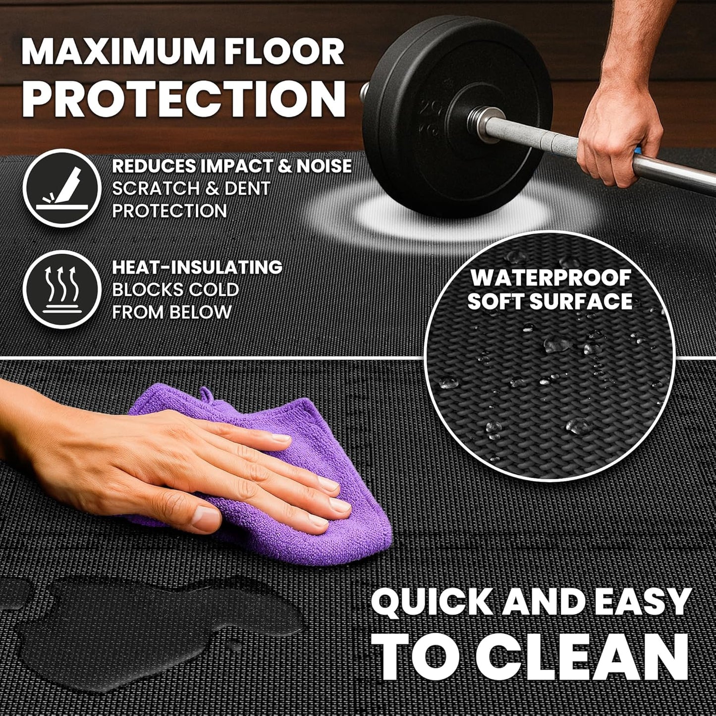 Gym Mats Set - 18 Pcs EVA Interlocking Foam Floor Tiles (12.6"X12.6"X0.4") 18Sqft Protective Gym Flooring Sports Home Workout Exercise Mats Puzzle Garage Fitness Play-Room Pool Treadmill Bike