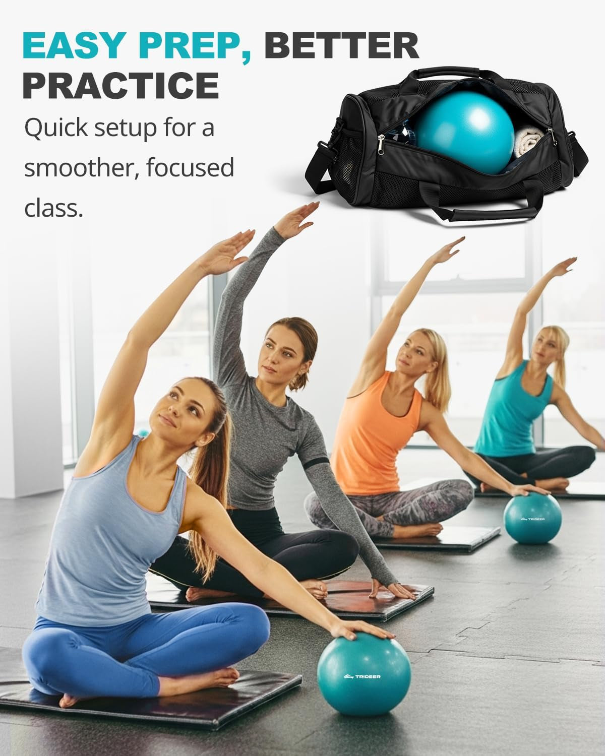 9-Inch Pilates Ball, Small Exercise Ball for Yoga, Core Training, Physical Therapy, Balance, Stability and Stretching Pilates Equipment with Inflation Straw