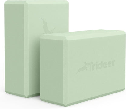 Yoga Blocks 2 Pack, Soft Non-Slip Foam Blocks with Beveled Edges for Alignment and Stretching in Yoga, Pilates, and Dance - Supportive, Lightweight, Odor Resistant, Latex-Free