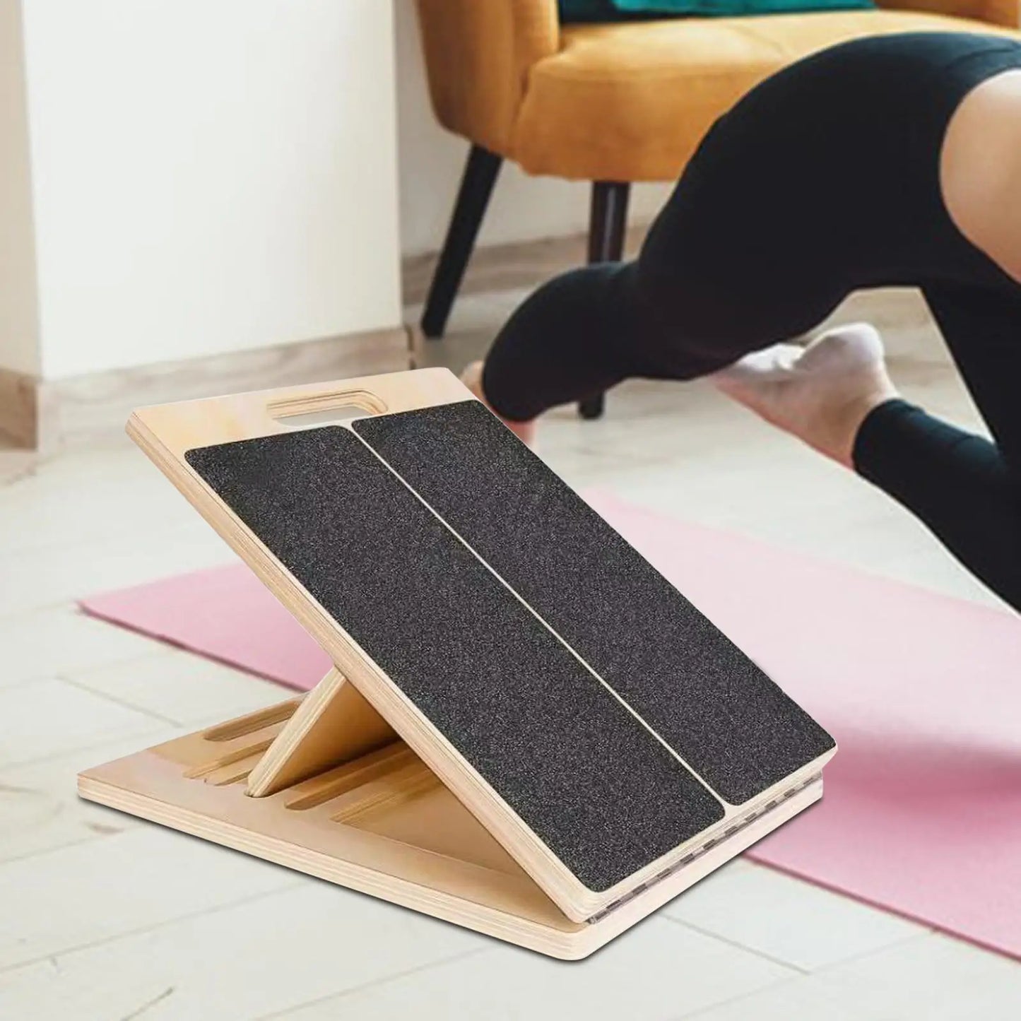 Slant Board Calf Stretcher Foldable Nonslip Wooden Portable Adjustable Leg Stretch for Home Gym Yoga Exercise Sports Workout