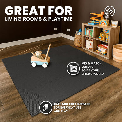 Gym Mats Set - 18 Pcs EVA Interlocking Foam Floor Tiles (12.6"X12.6"X0.4") 18Sqft Protective Gym Flooring Sports Home Workout Exercise Mats Puzzle Garage Fitness Play-Room Pool Treadmill Bike