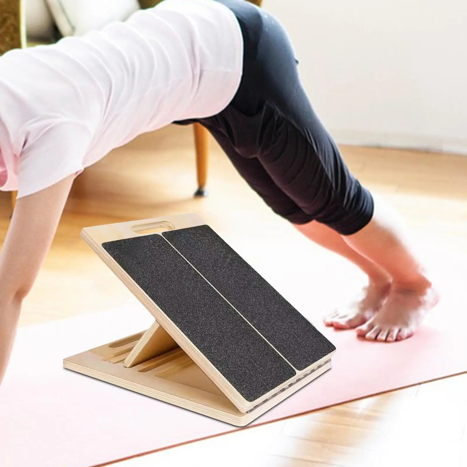 Slant Board Calf Stretcher Foldable Nonslip Wooden Portable Adjustable Leg Stretch for Home Gym Yoga Exercise Sports Workout