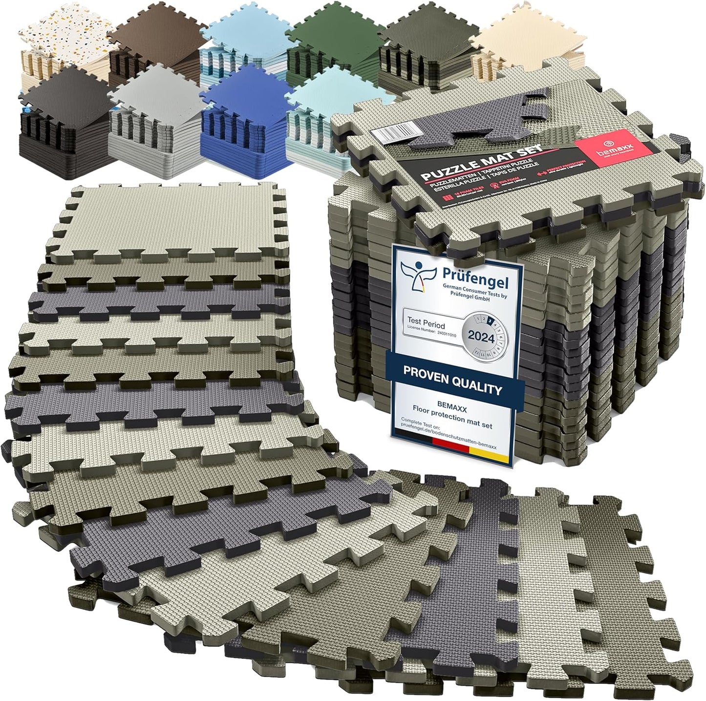 Gym Mats Set - 18 Pcs EVA Interlocking Foam Floor Tiles (12.6"X12.6"X0.4") 18Sqft Protective Gym Flooring Sports Home Workout Exercise Mats Puzzle Garage Fitness Play-Room Pool Treadmill Bike